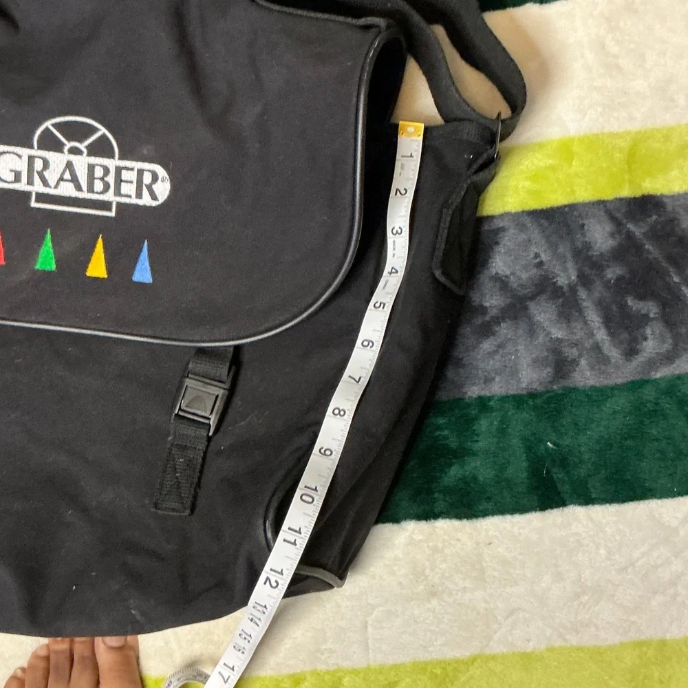 Lands' End Black Messenger Bag with Red, Green, Yellow & Blue Accents